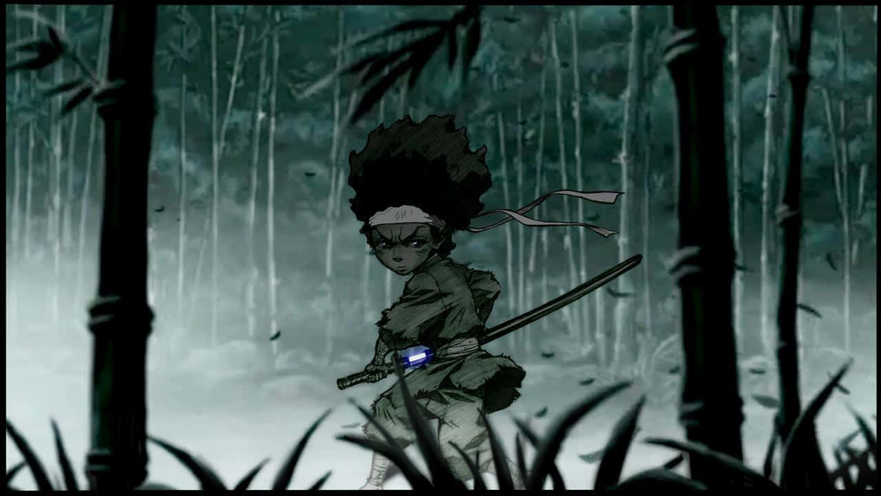 Boondocks PFP, samurai, glowing sword, HD Desktop Wallpaper