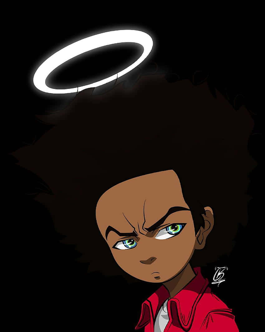 Boondocks Pfp, red, glowing halo, SD Phone Wallpaper