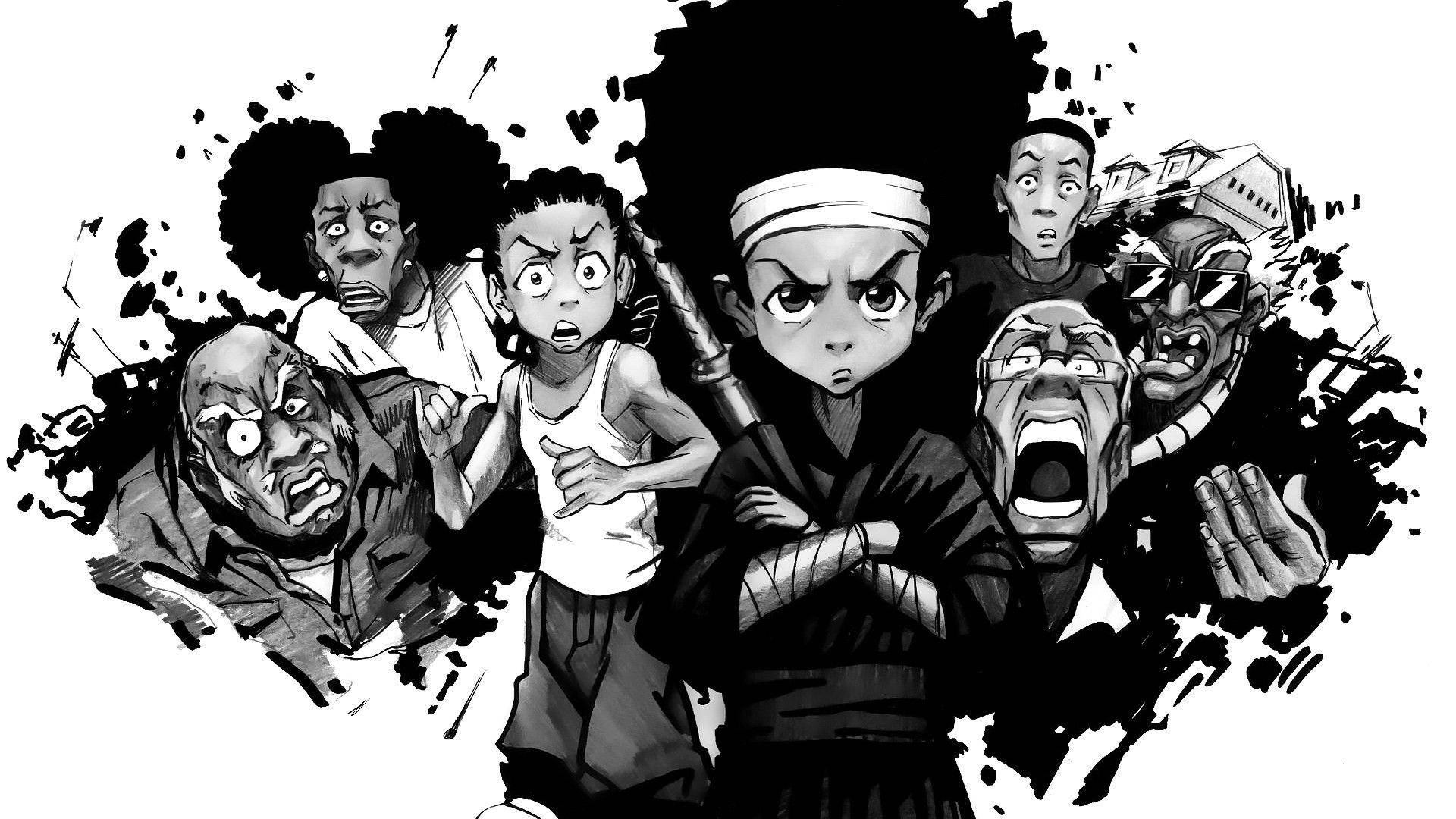 Boondocks, anime-style illustration, determined young fighter, Full HD Desktop Wallpaper