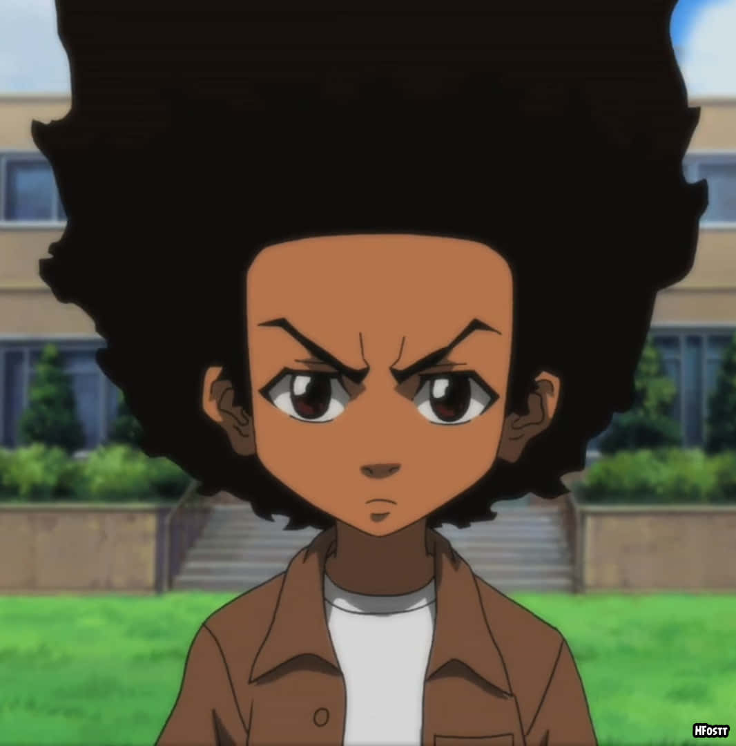 Boondocks, anime boy, large afro, SD Phone Wallpaper