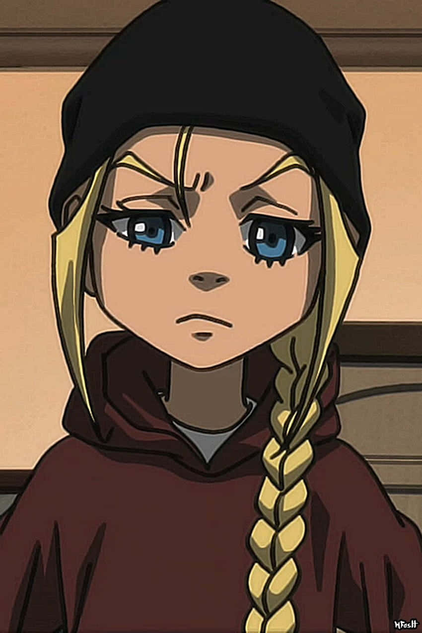 Boondocks, anime girl, blonde braided hair, SD Phone Wallpaper