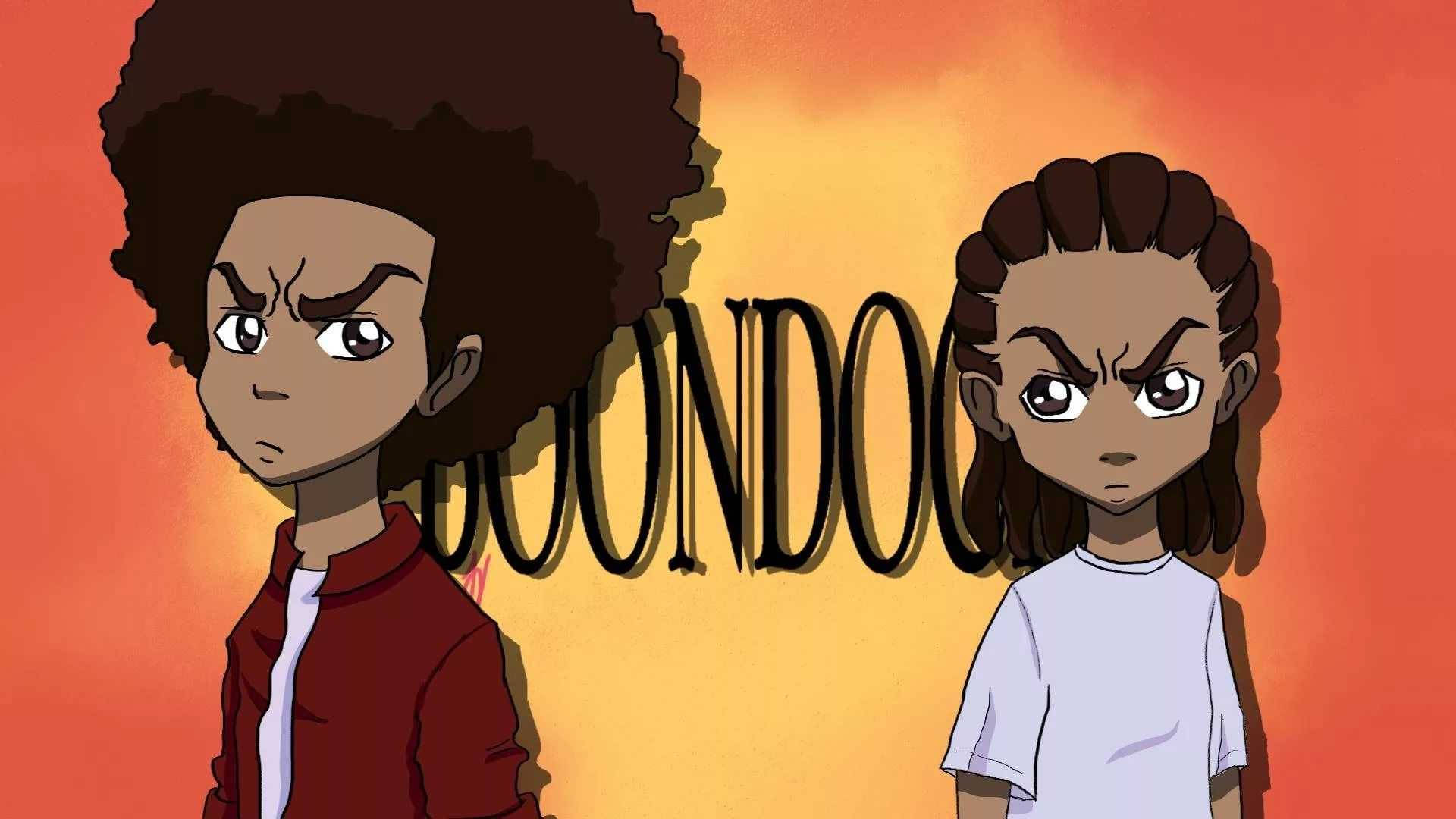 Boondocks, orange gradient background, GUUNDOD, Full HD Desktop Wallpaper