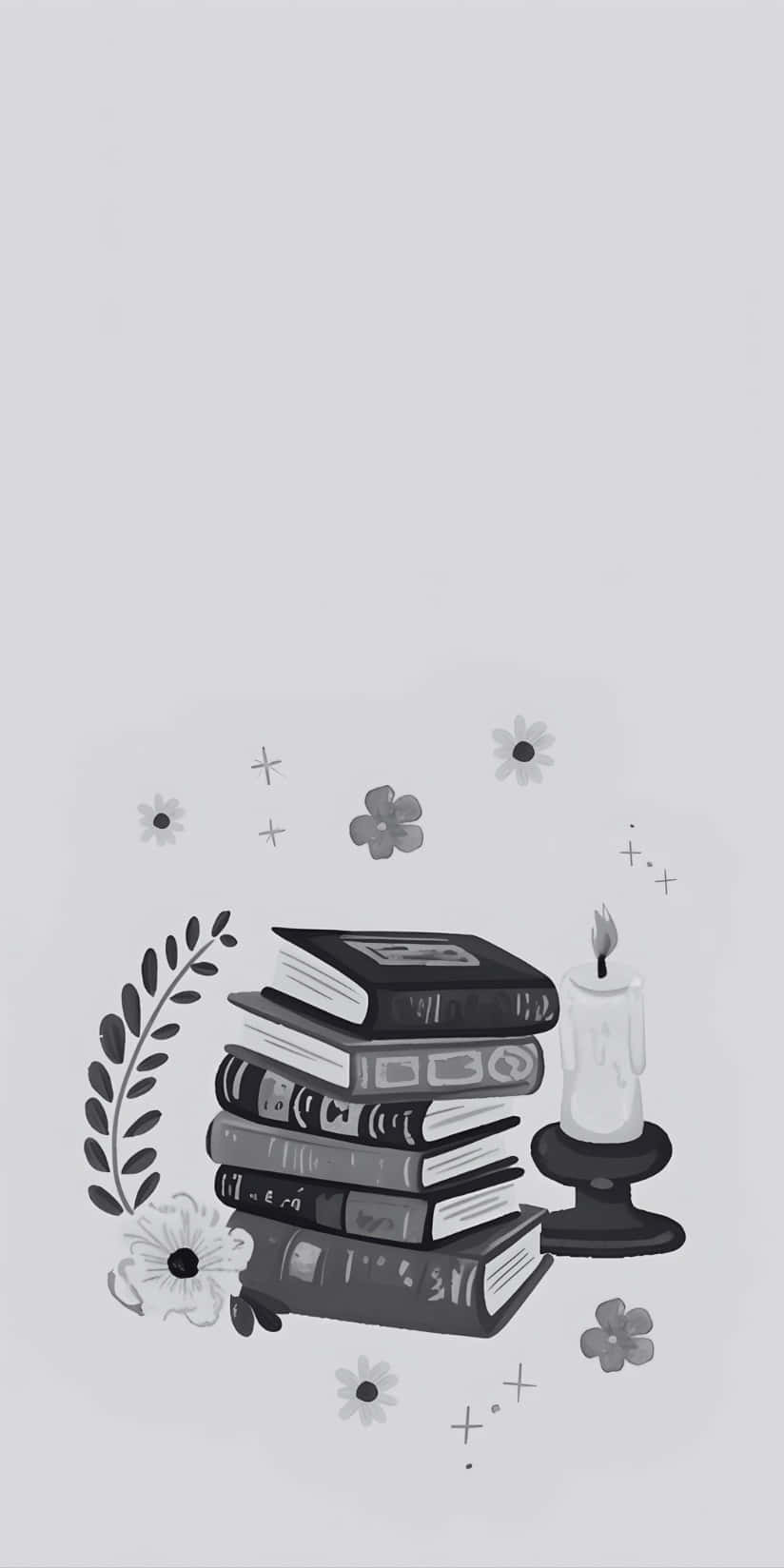 Boox Palma, monochrome illustration, stack of books, HD Phone Wallpaper