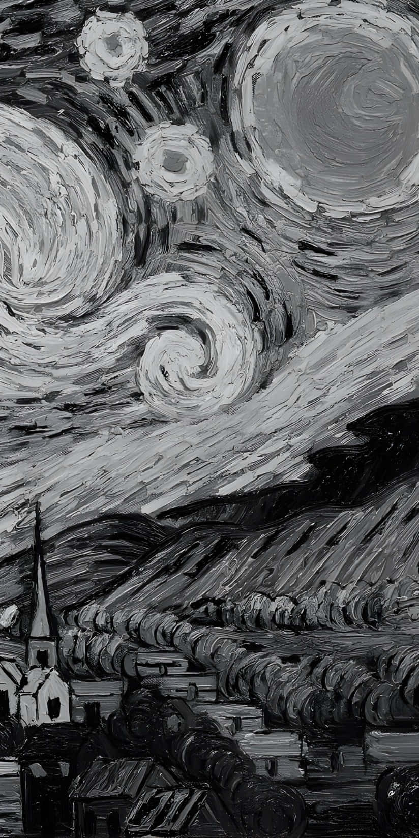 Boox Palma, Starry Night Art, monochrome swirling night sky, HD Phone Wallpaper