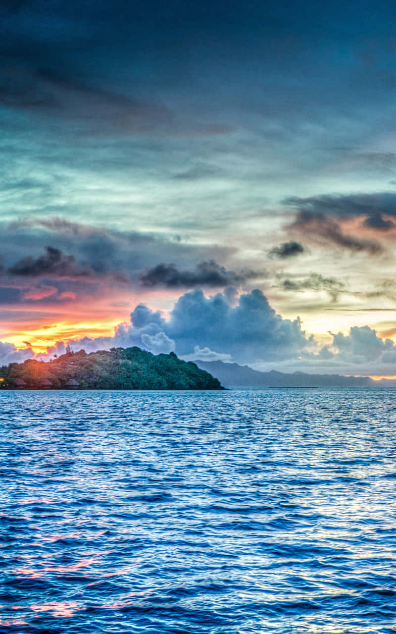 Bora Bora, sunset, fiery orange, HD Phone Wallpaper