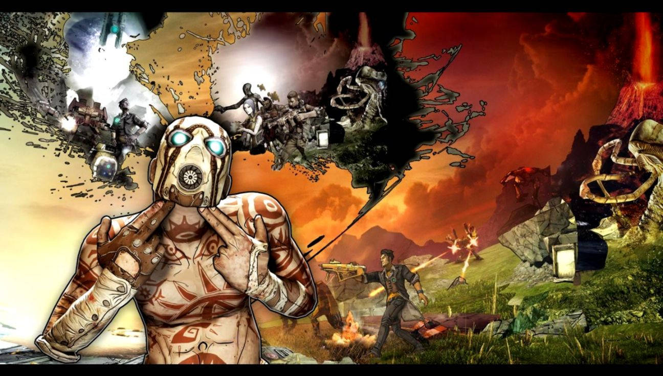 Borderlands, chaotic battlefield, explosions, HD Desktop Wallpaper