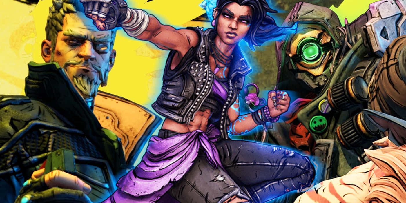 Borderlands characters, anime-style illustration, cyberpunk characters, HD Desktop Wallpaper