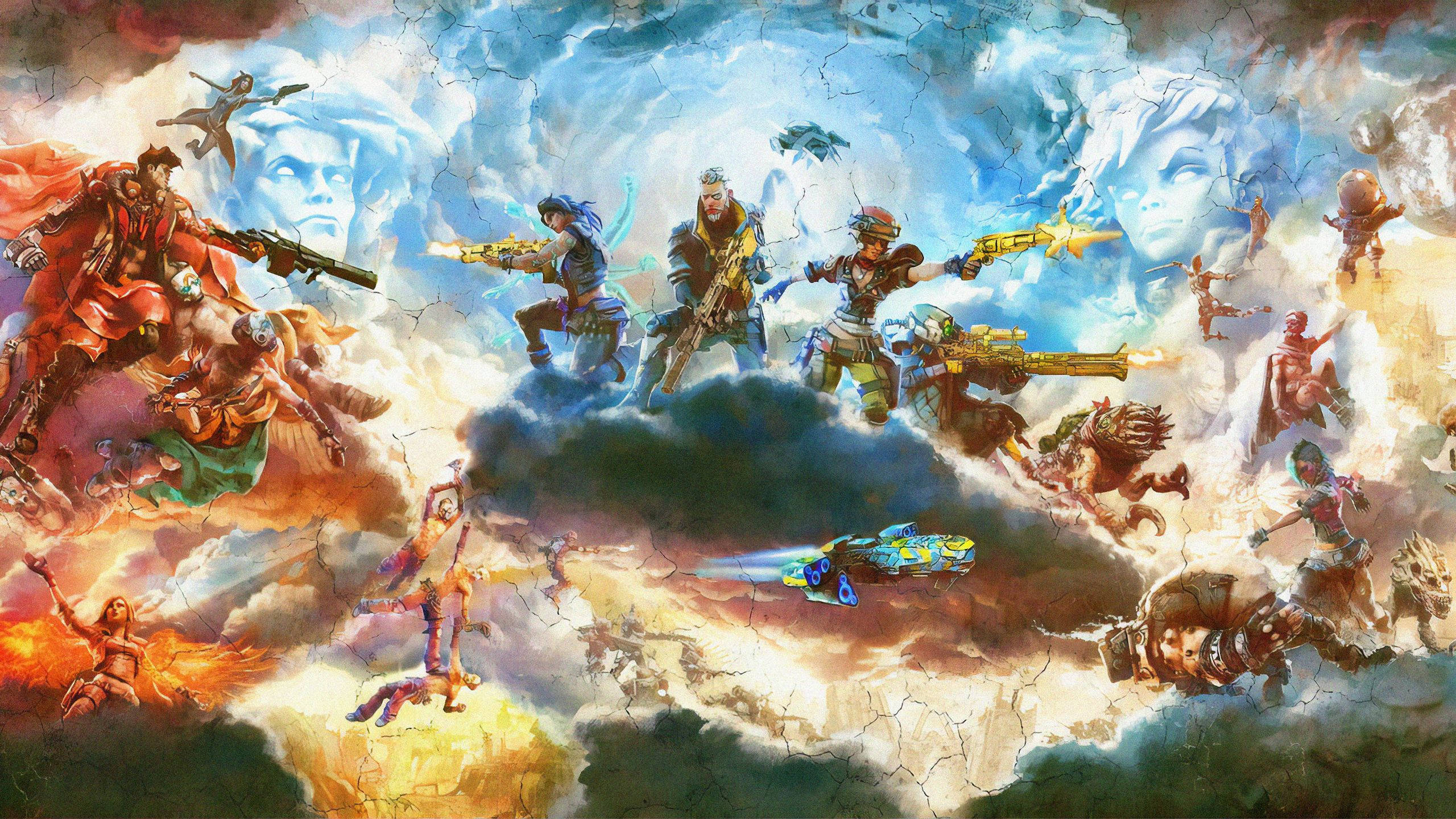 Borderlands, HD, digital-art battle scene, 2K Desktop Wallpaper