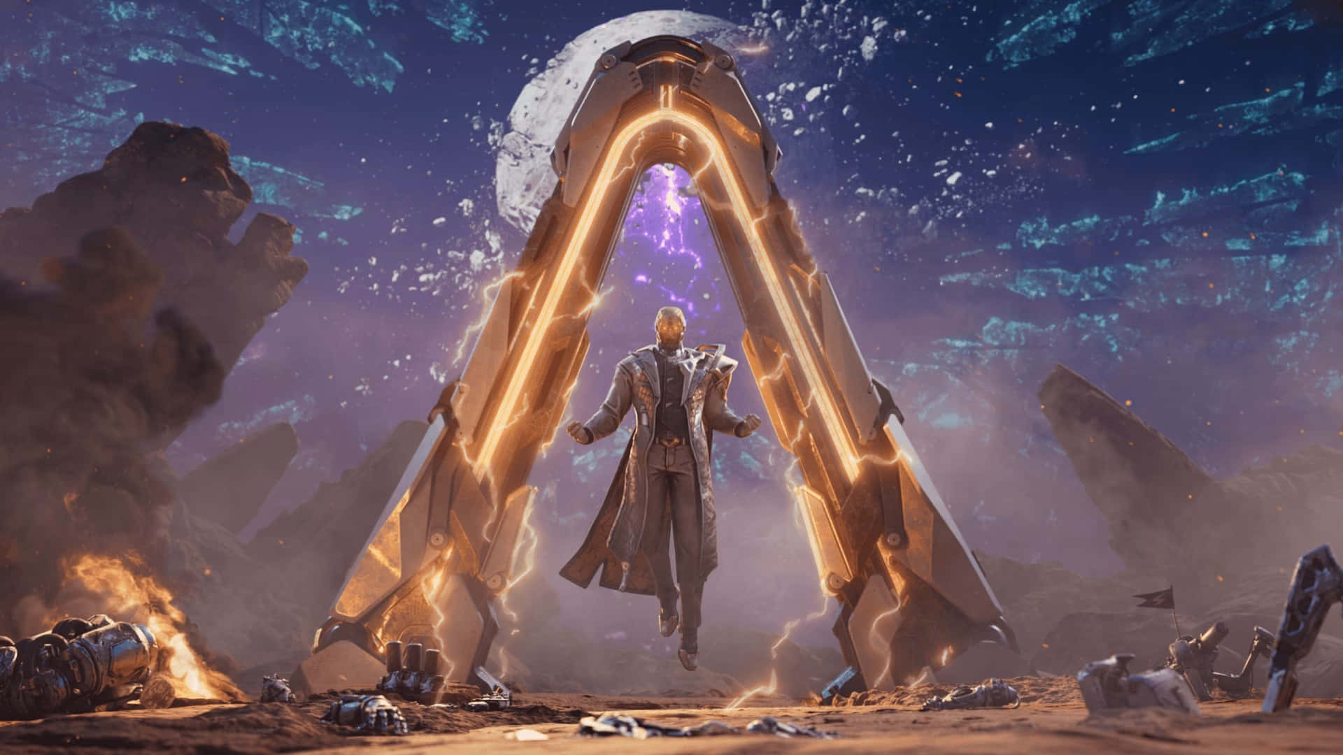 Borderlands 4, golden archway, desolate alien landscape, Full HD Desktop Wallpaper