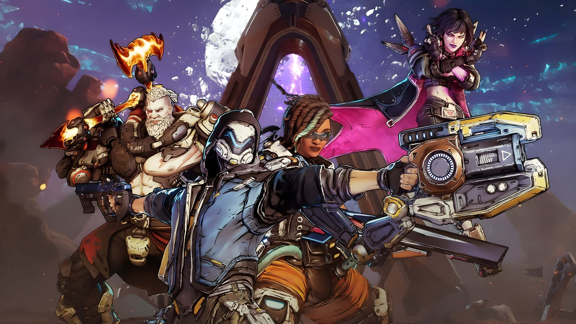 Borderlands 4, character lineup, sci-fi warriors, Full HD Desktop Wallpaper