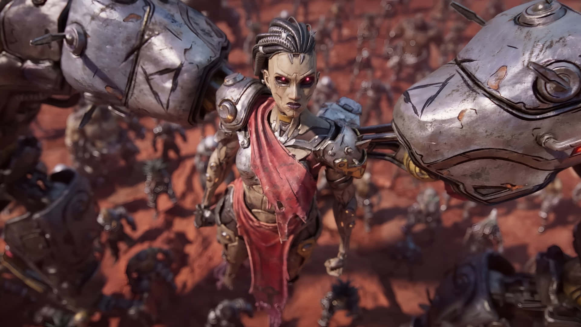 Borderlands 4, cybernetic warrior, glowing red eyes, Full HD Desktop Wallpaper