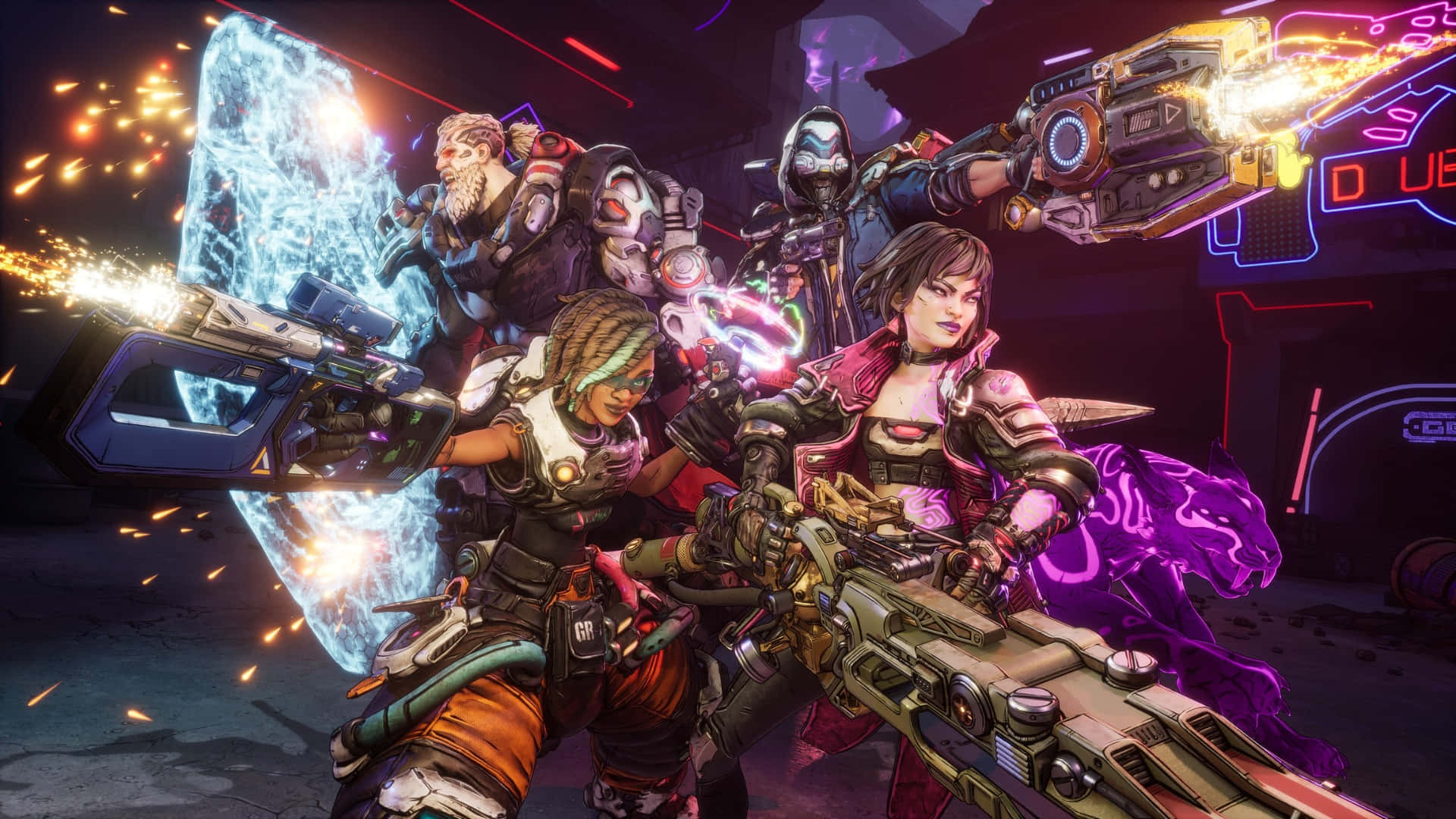 Borderlands 4, futuristic warriors, glowing weapons, Full HD Desktop Wallpaper
