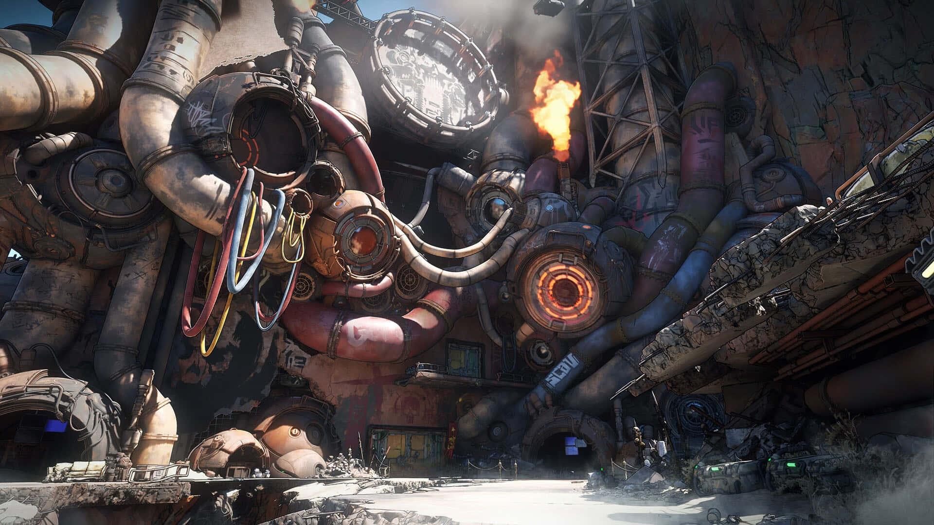 Borderlands 4, industrial environment, rusted mechanical beast, Full HD Desktop Wallpaper