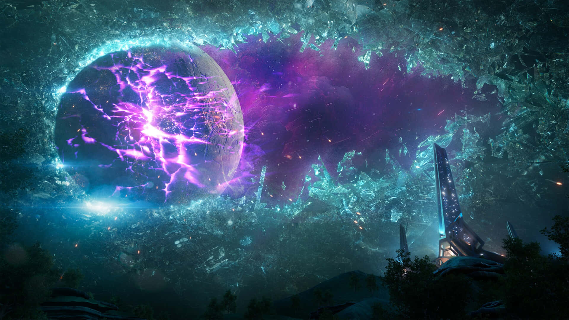 Borderlands 4, cosmic event, glowing purple lightning orb, Full HD Desktop Wallpaper