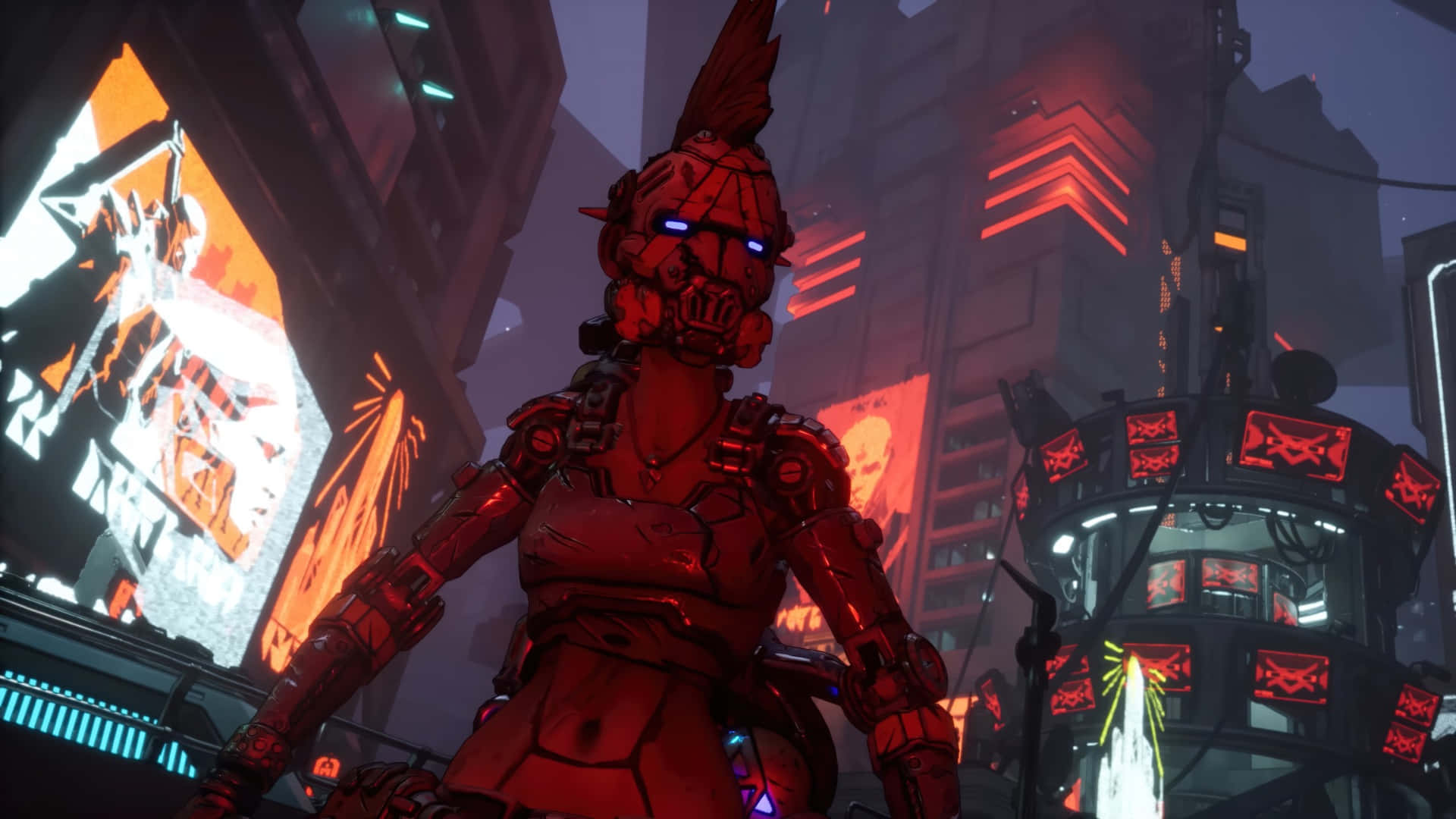 Borderlands 4, cyberpunk character, red armored robot, Full HD Desktop Wallpaper
