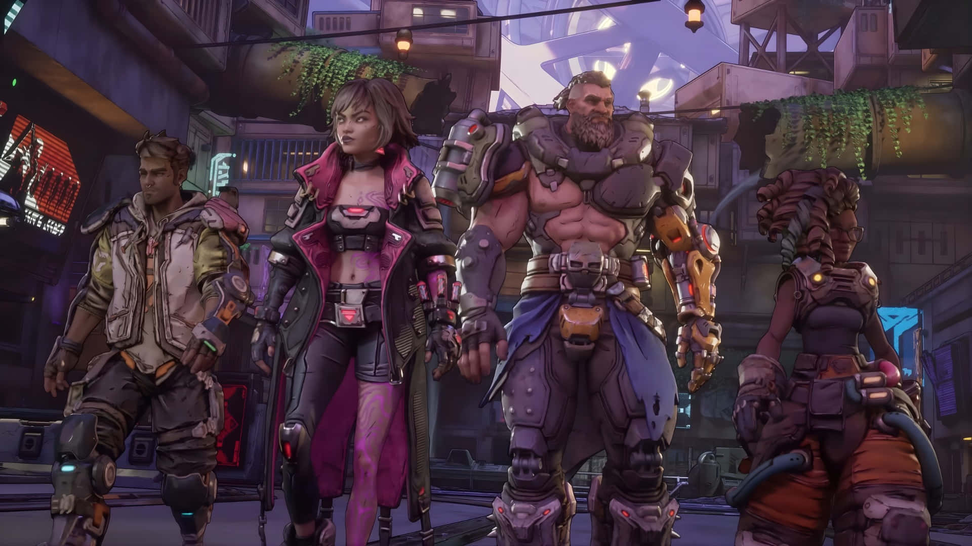 Borderlands 4, character squad, cyberpunk characters, Full HD Desktop Wallpaper