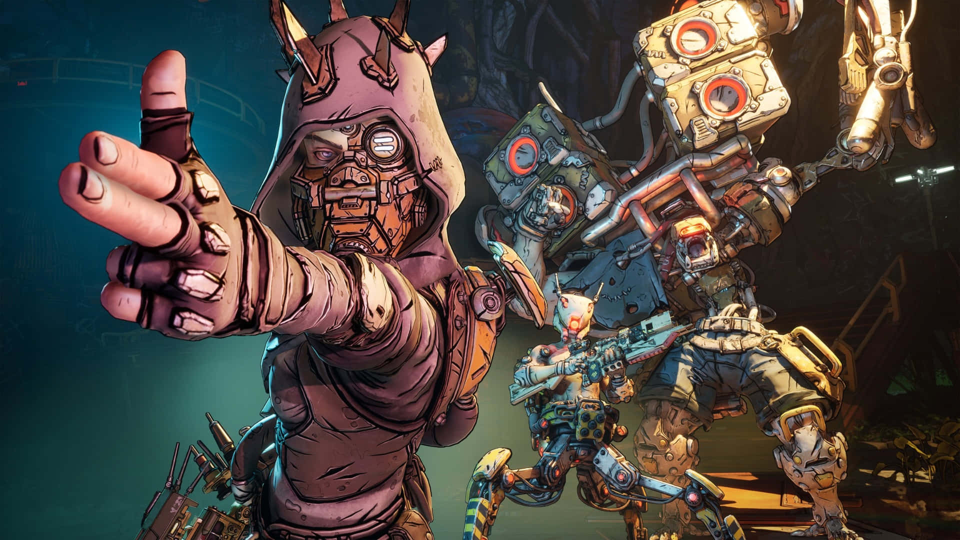 Borderlands 4, hooded armored figure, glowing eyes, Full HD Desktop Wallpaper