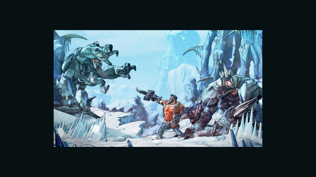 Borderlands, orange, giant ice monsters, HD Desktop Wallpaper