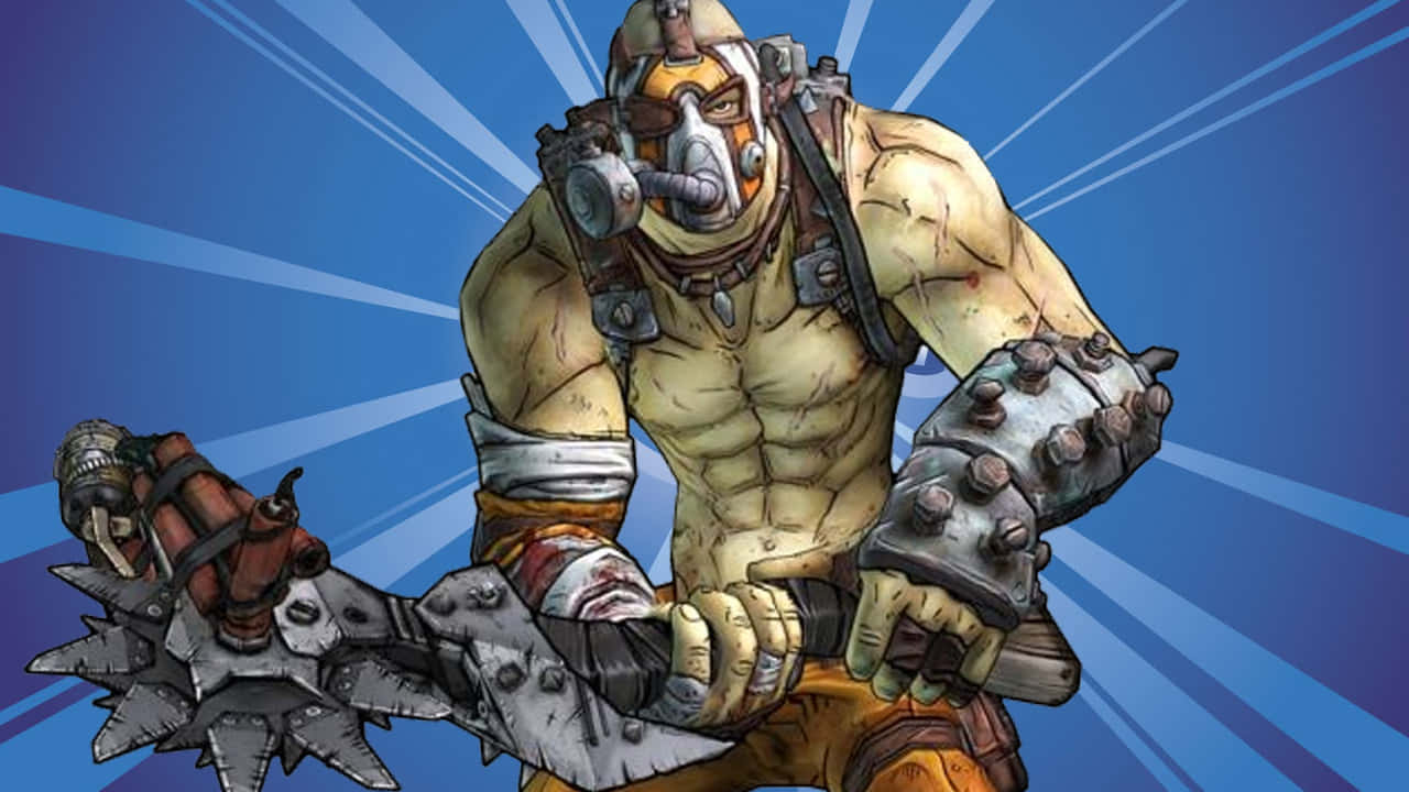 Borderlands, muscular armored warrior, gas mask, HD Desktop Wallpaper