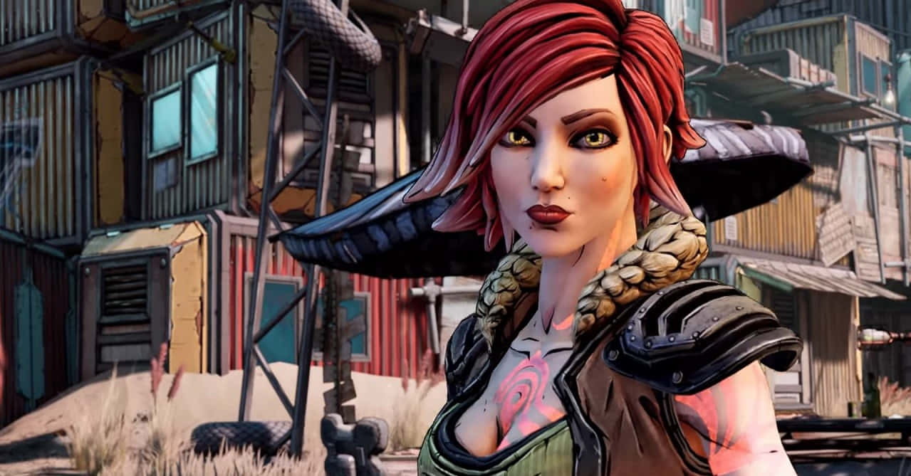 Borderlands, red-haired female character, tattoos, SD Desktop Wallpaper