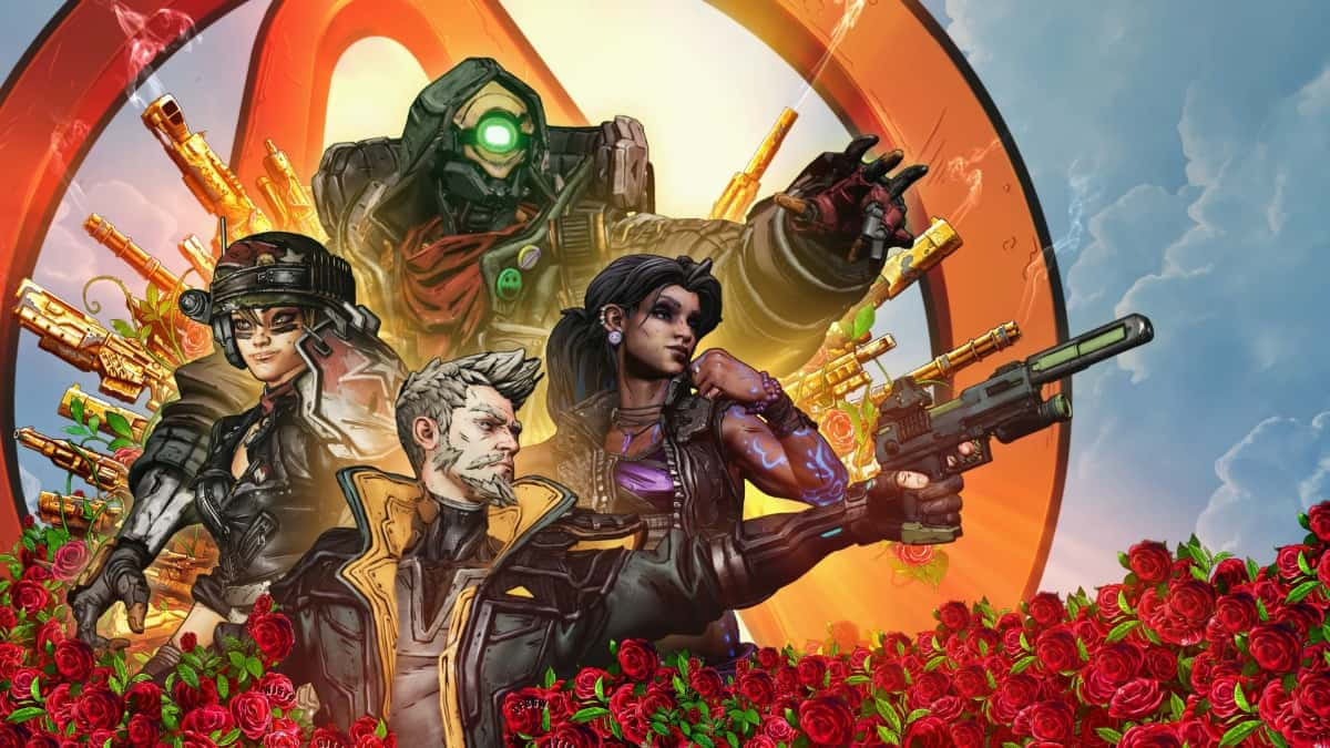 Borderlands, characters, futuristic weapons, SD Desktop Wallpaper