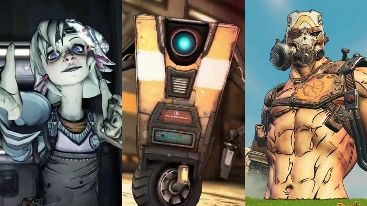 Borderlands, anime girl, glowing-eyed robot, SD Desktop Wallpaper