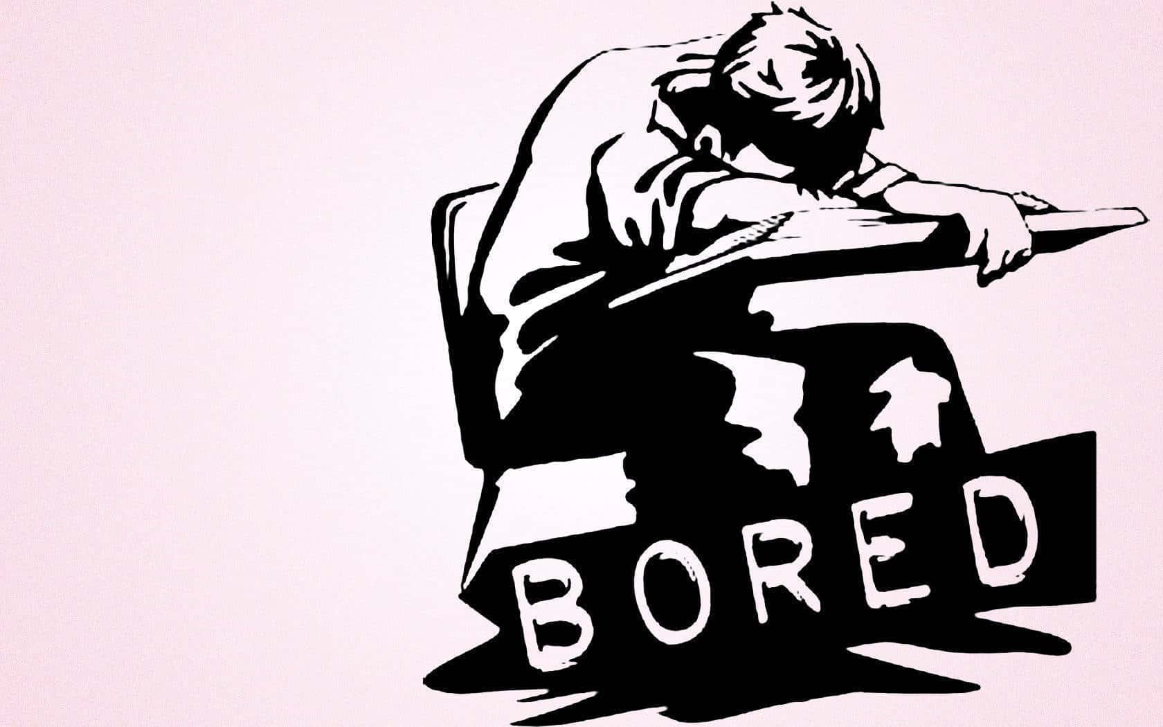 bored student, black and white illustration, slumped over a desk, HD Desktop Wallpaper