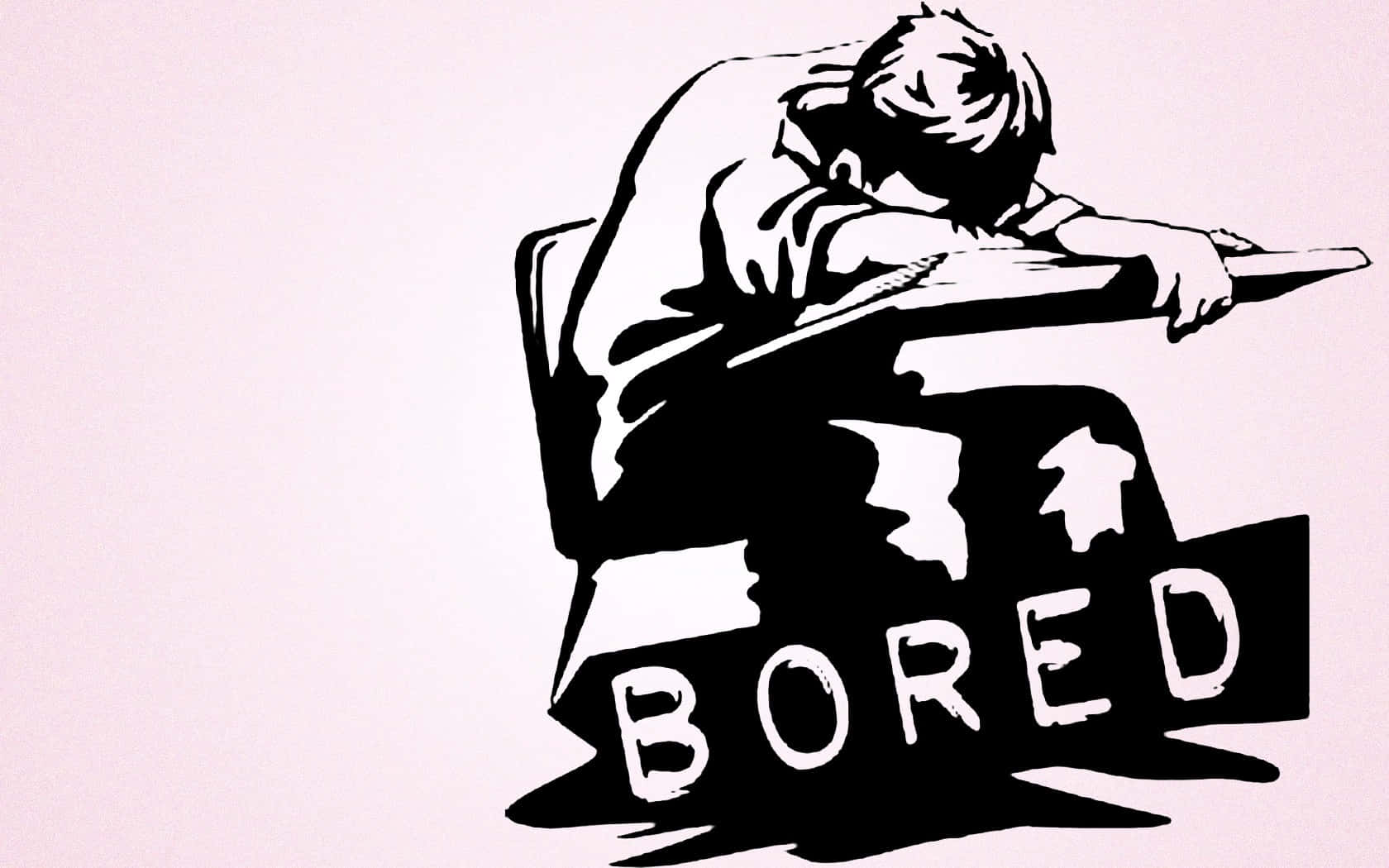bored wall sticker, man sitting on a chair, black and white illustration, HD Desktop Wallpaper