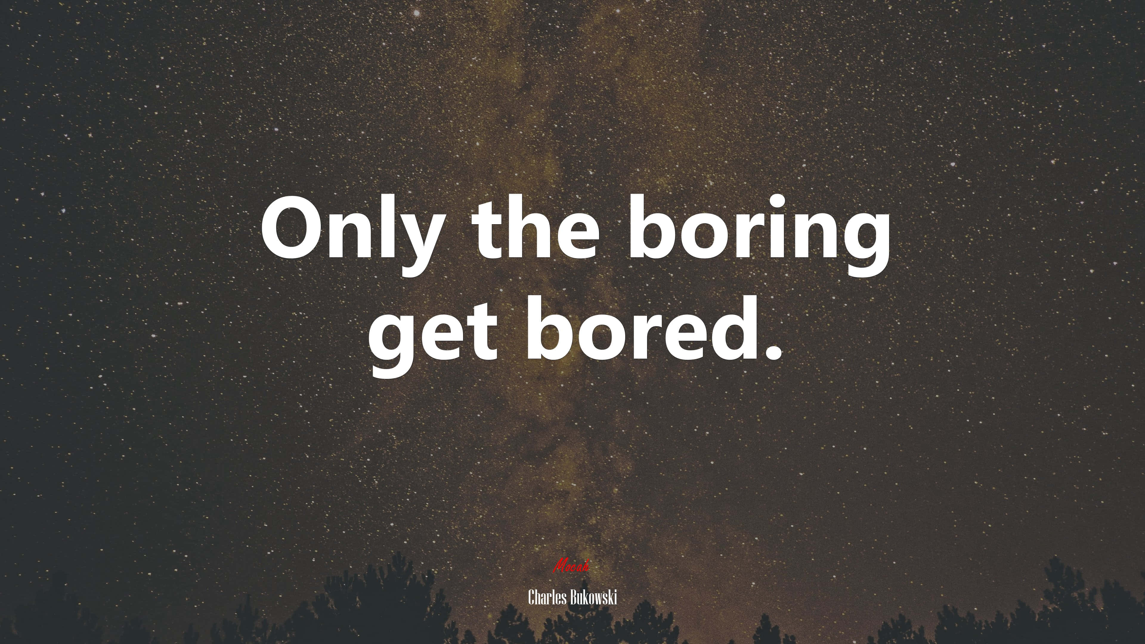 starry night sky, quote overlay, silhouetted trees, 4K Desktop Wallpaper