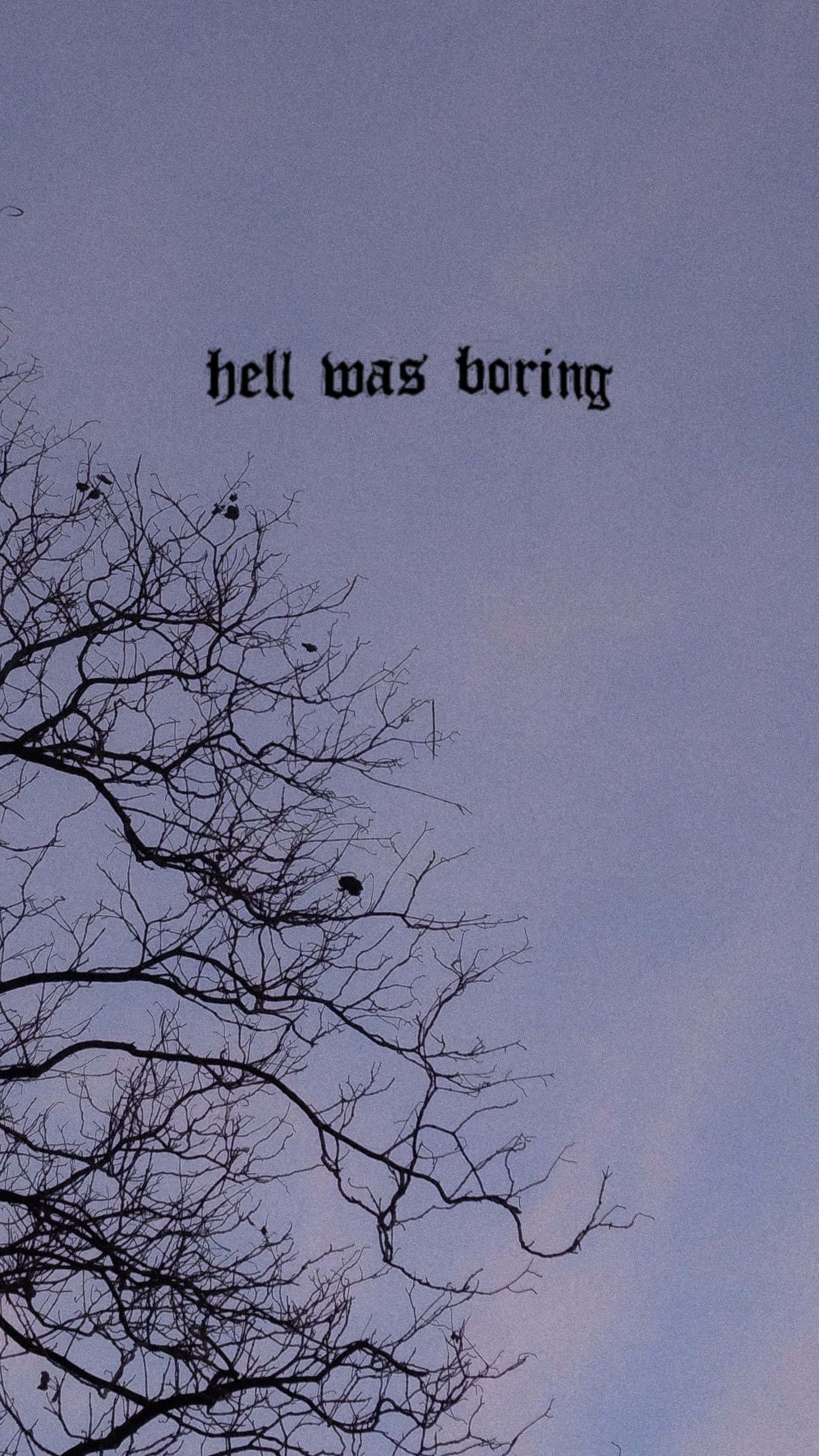 dusky purple sky, bare tree branches, hell was boring, Full HD Phone Wallpaper