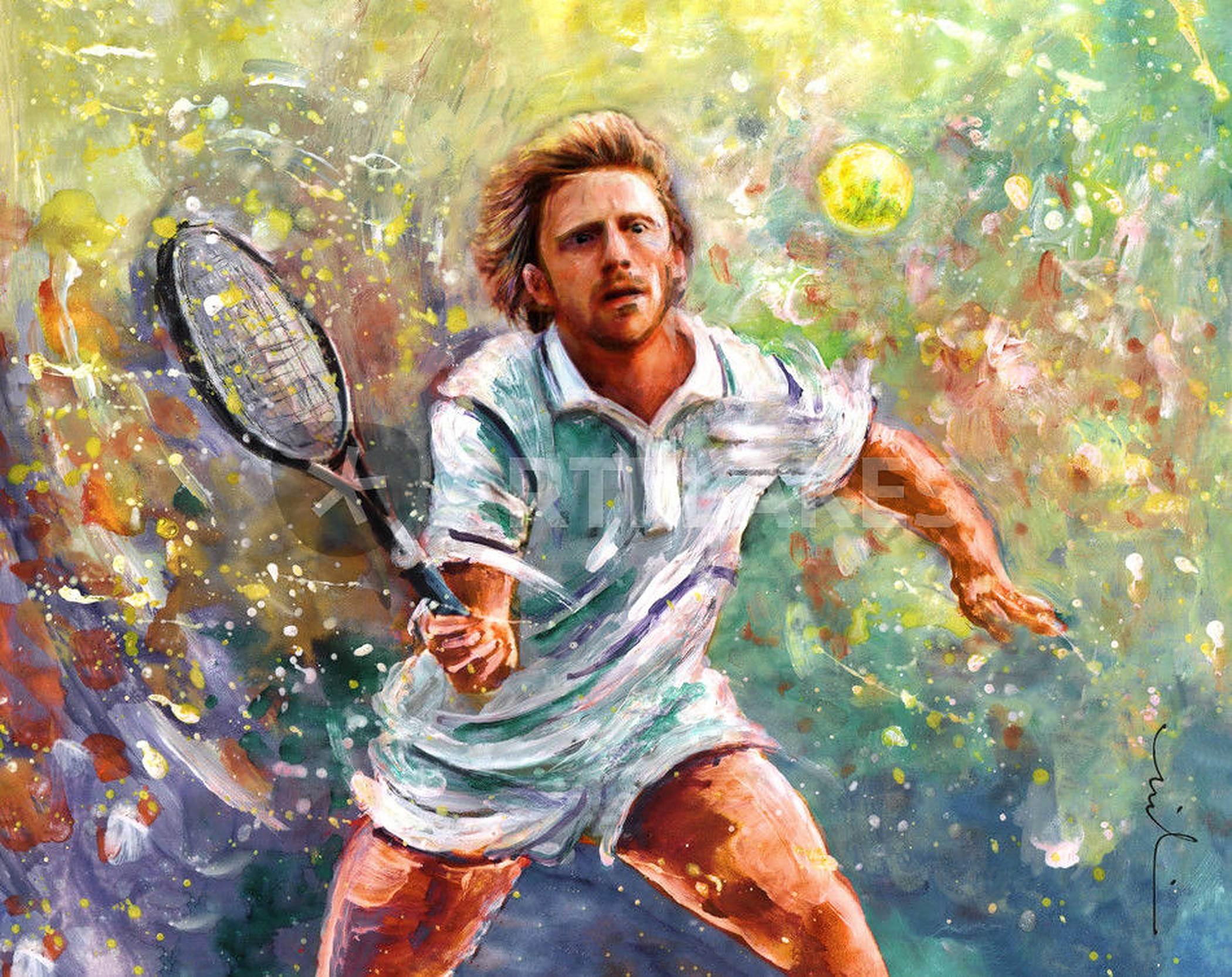 Boris Becker, tennis player, yellow ball, Full HD Desktop Wallpaper