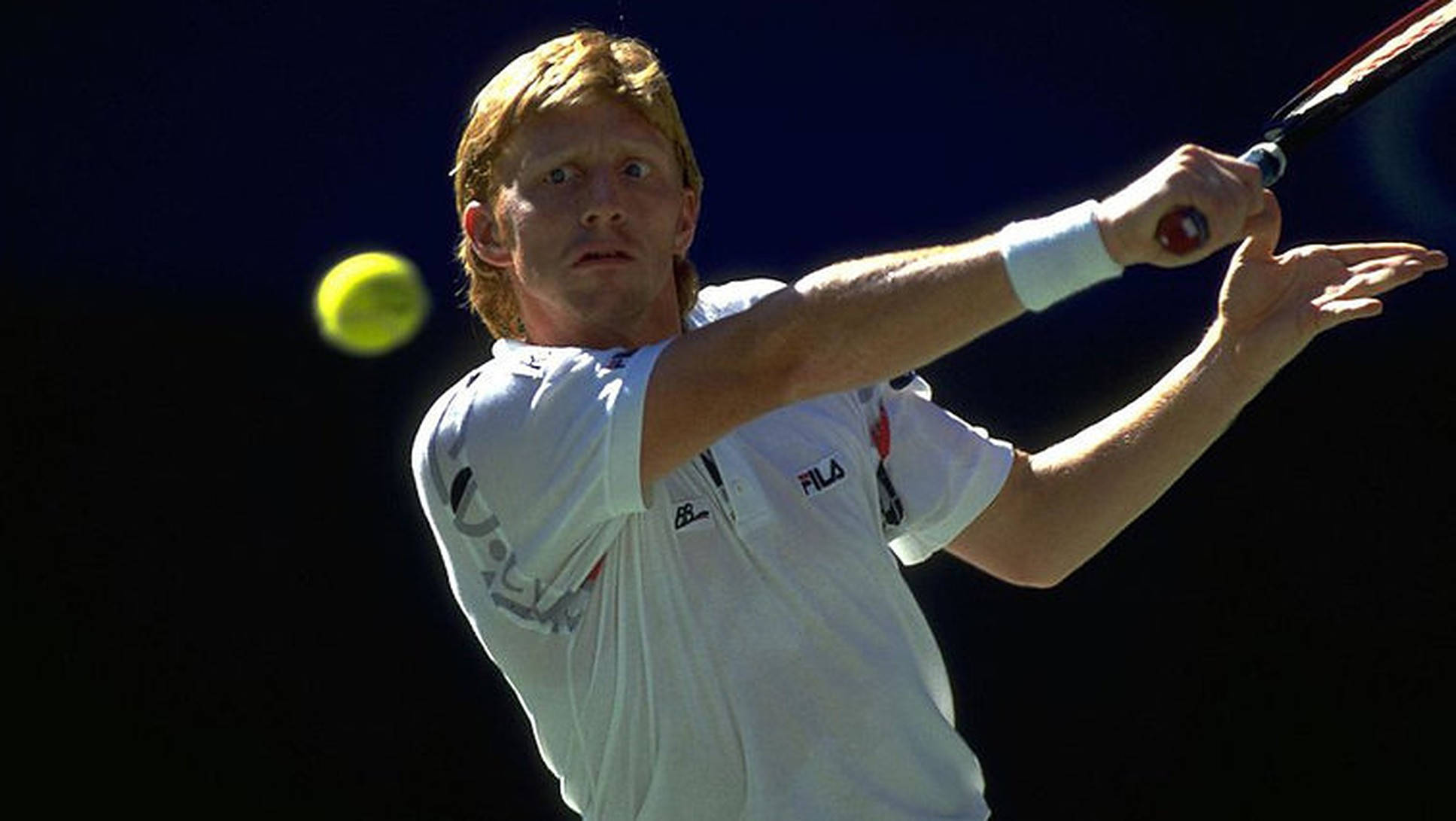 Boris Becker, tennis ball, white shirt, Full HD Desktop Wallpaper