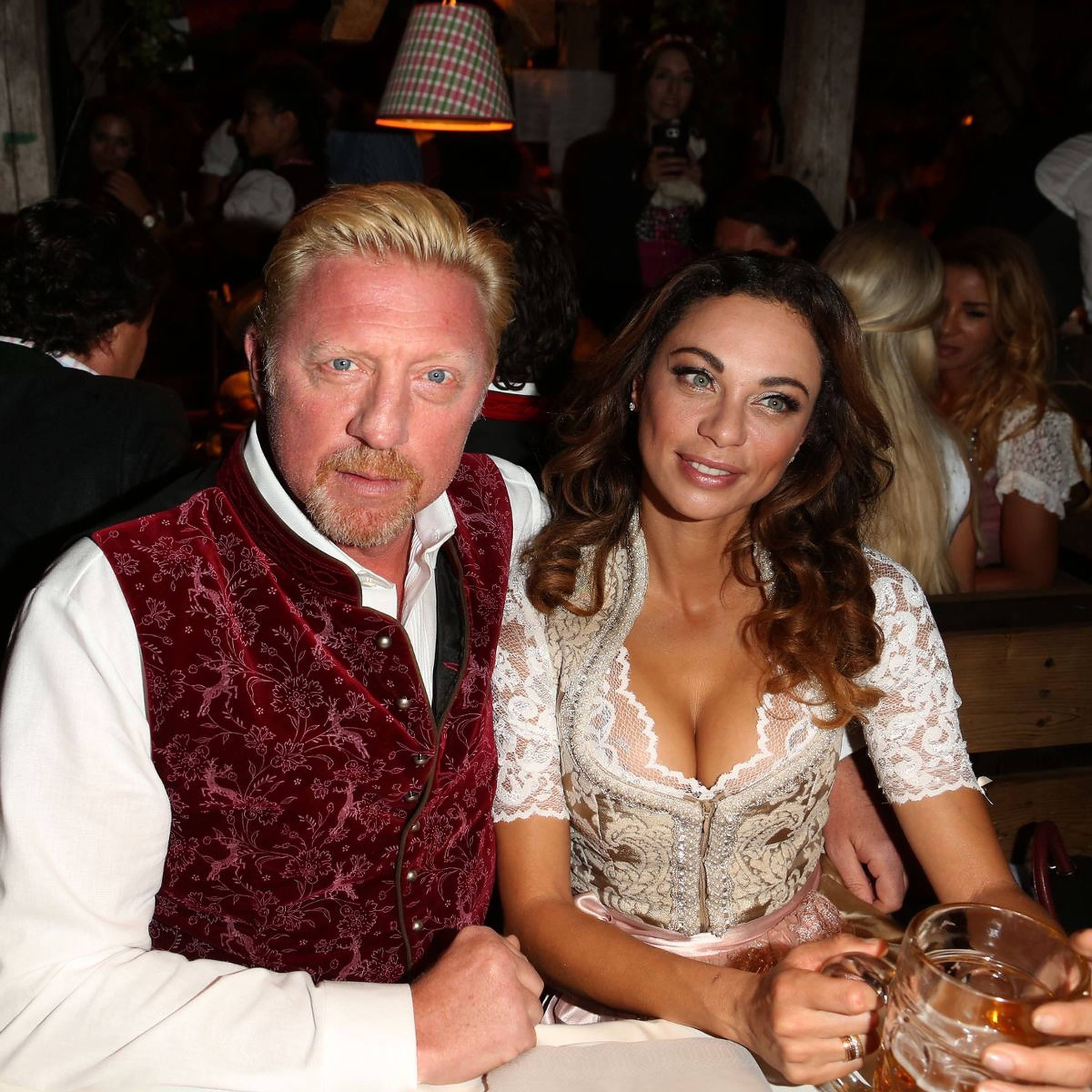 Boris Becker, red velvet vest, white lace dress, Full HD Desktop Wallpaper