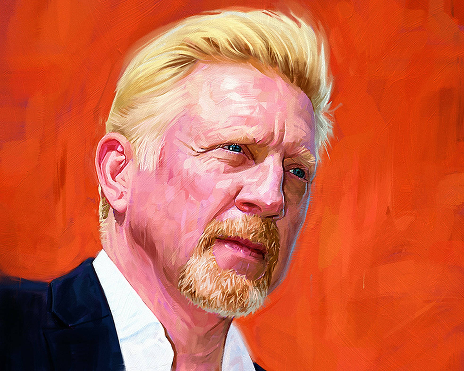 Boris Becker, oil painting, blond hair, Full HD Desktop Wallpaper