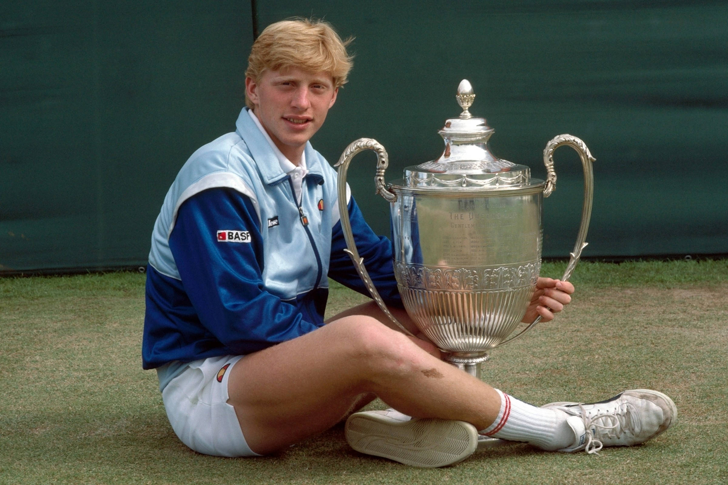 Boris Becker, silver trophy, grass court, Full HD Desktop Wallpaper