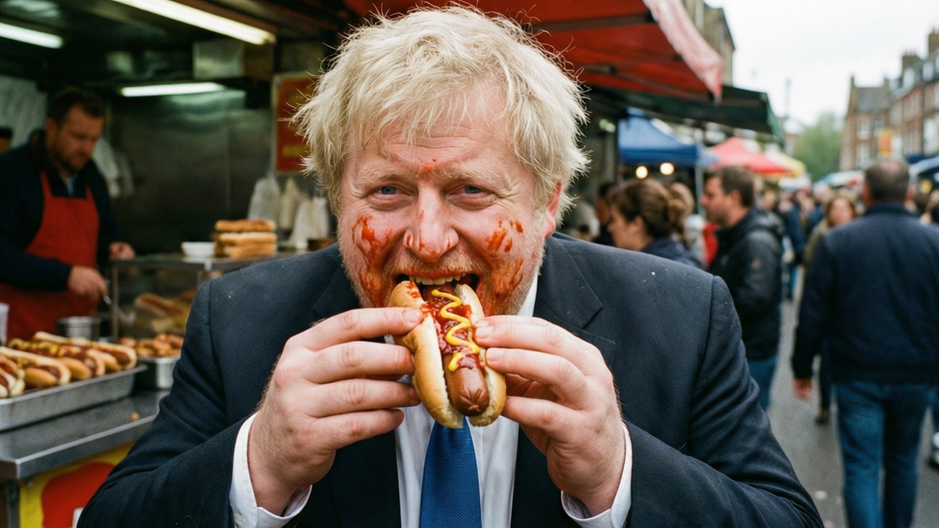 Boris Johnson, hot dog, suit, Full HD Desktop Wallpaper