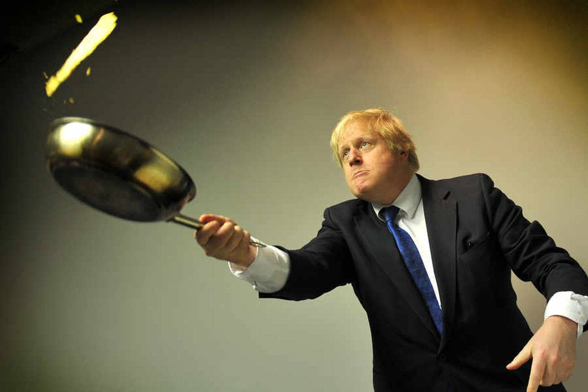 Boris Johnson, frying pan, golden food, SD Desktop Wallpaper
