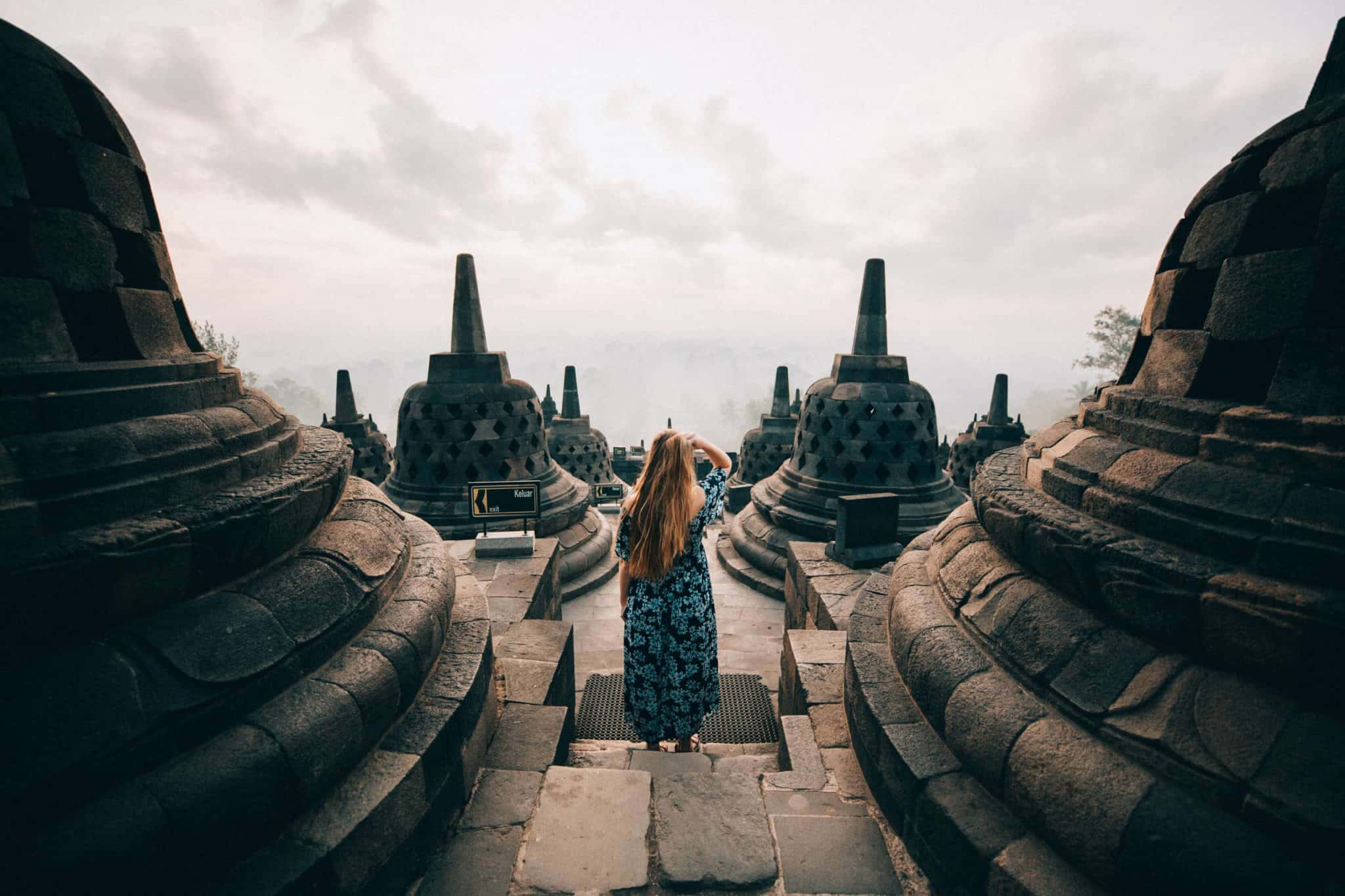 Borobudur Temple, stupas, stone steps, Full HD Desktop Wallpaper