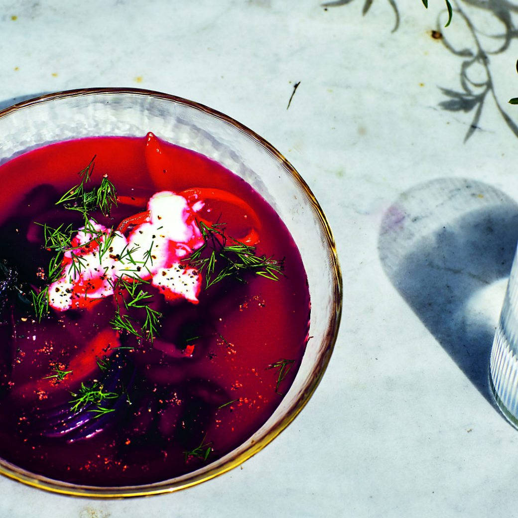 borscht, beetroot soup, sour cream, SD Desktop Wallpaper