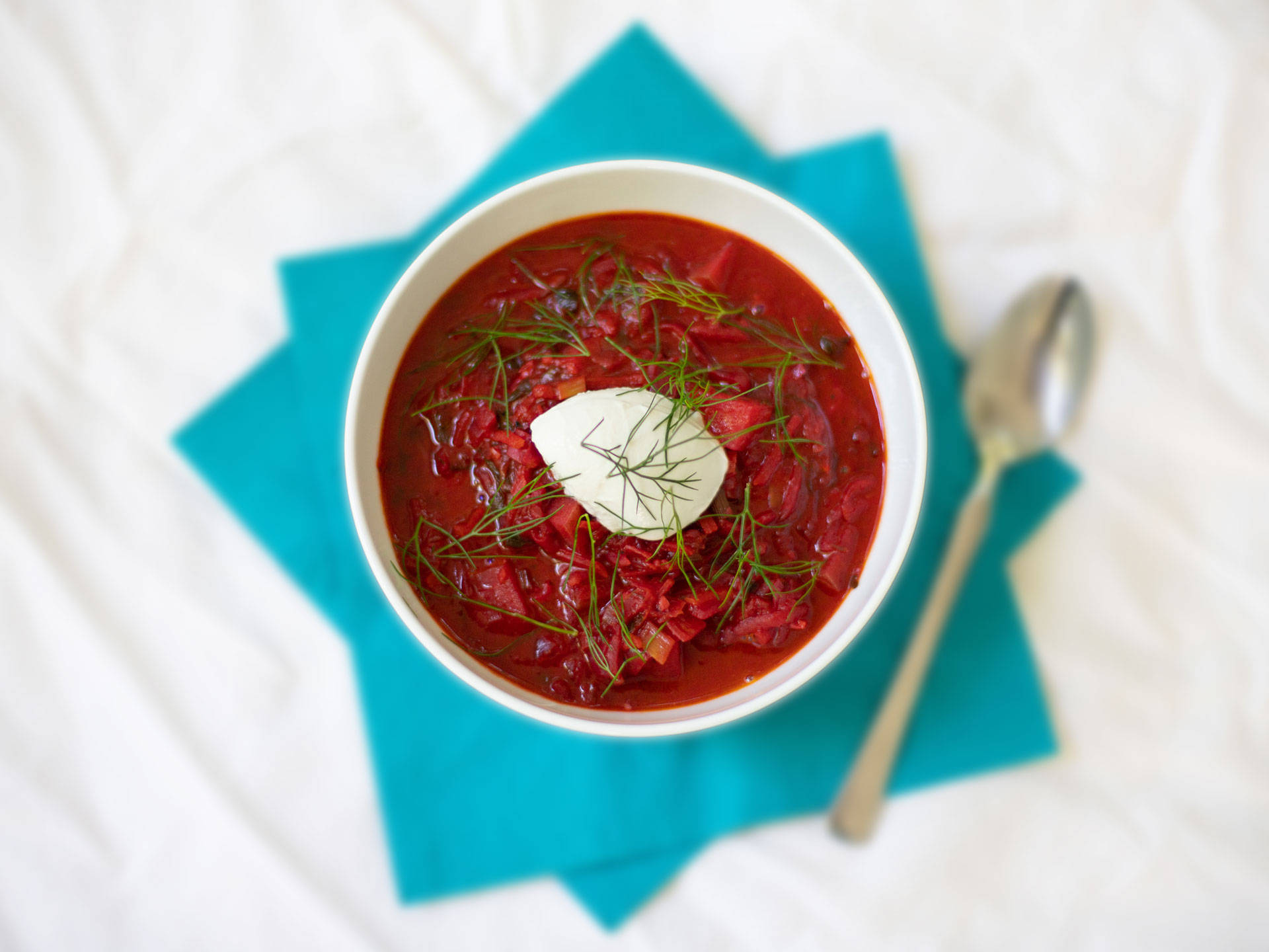 borscht, cilantro, sour cream, Full HD Desktop Wallpaper