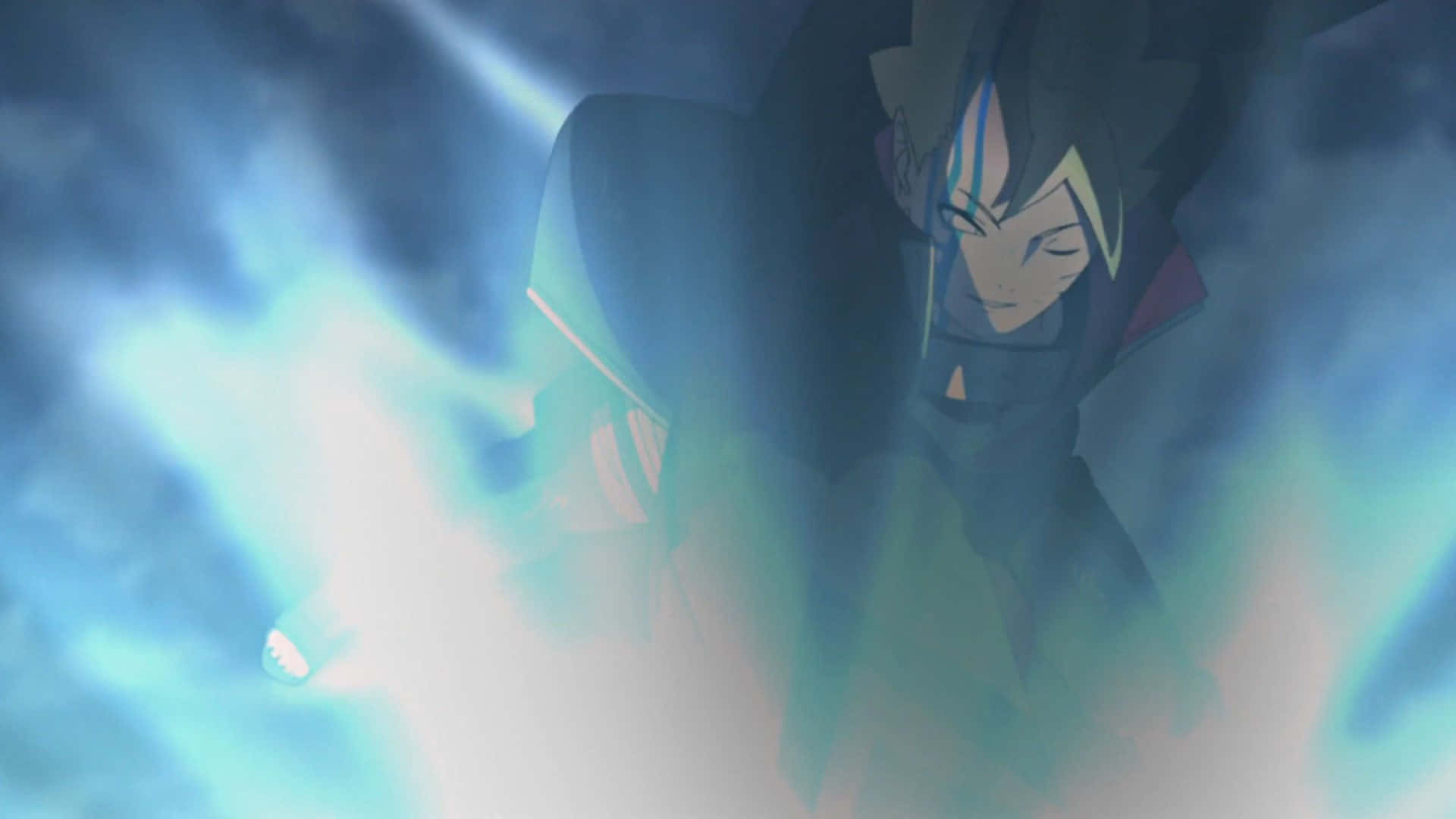 Borushiki, blue streaks, swirling blue and teal energy, Full HD Desktop Wallpaper