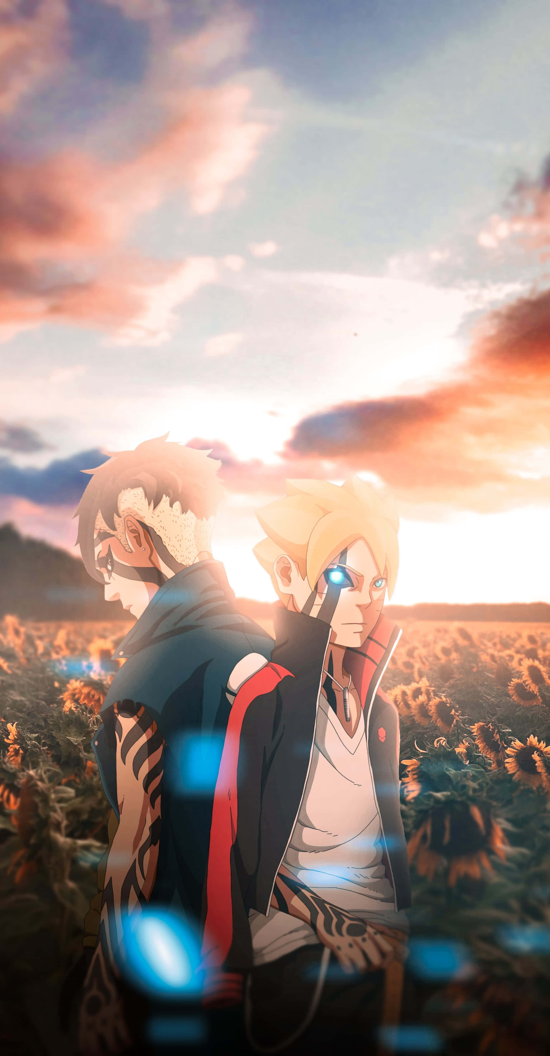 Boruto, Kawaki, sunflower field, 4K Phone Wallpaper