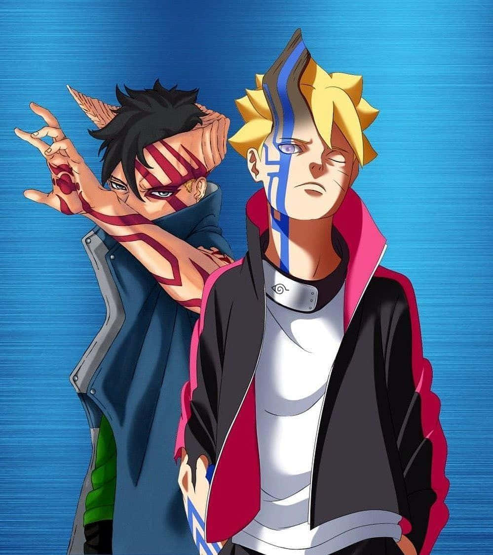 Boruto, Kawaki, vibrant blue textured background, SD Phone Wallpaper