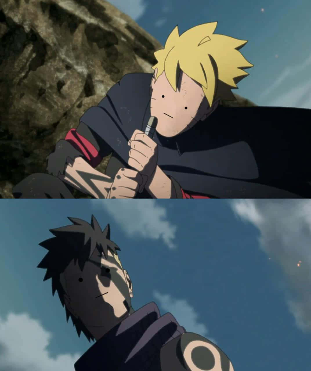 Boruto, Kawaki, rocky outdoor setting, SD Phone Wallpaper