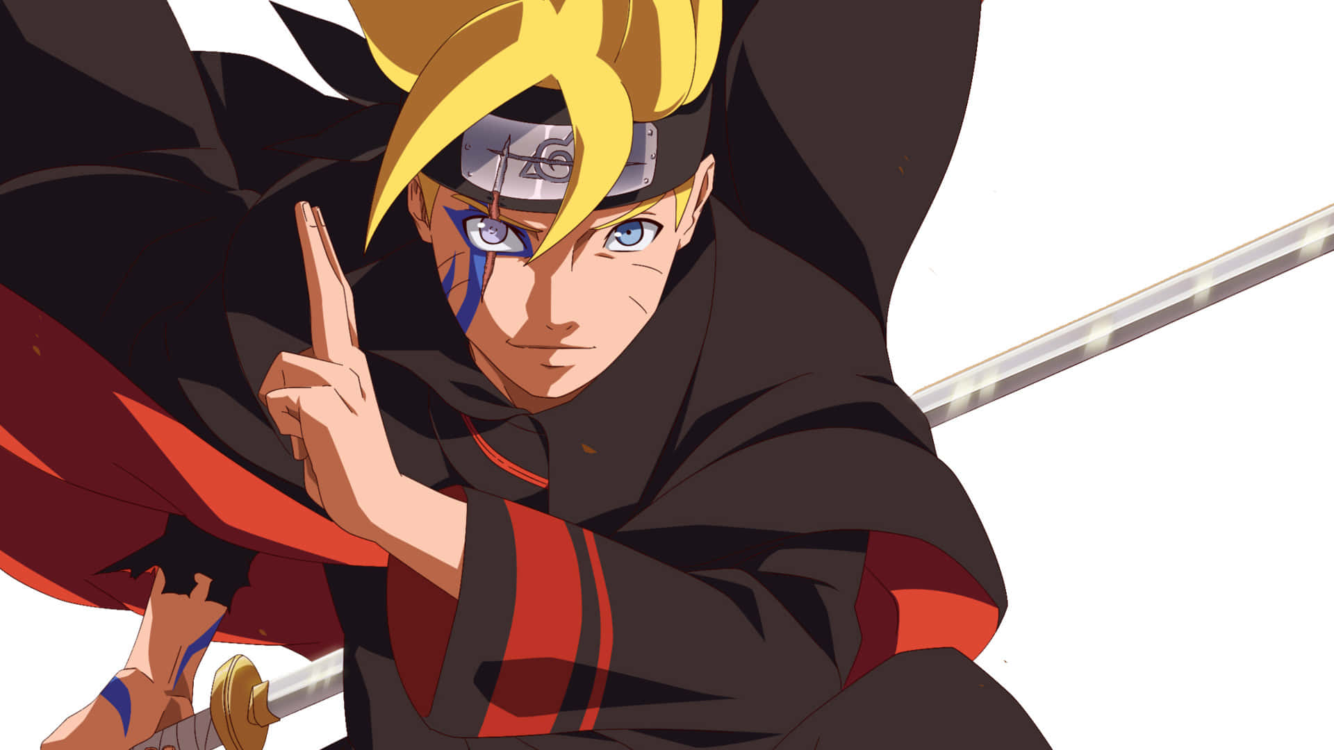 Boruto, black cloak with red accents, blue eye, Full HD Desktop Wallpaper