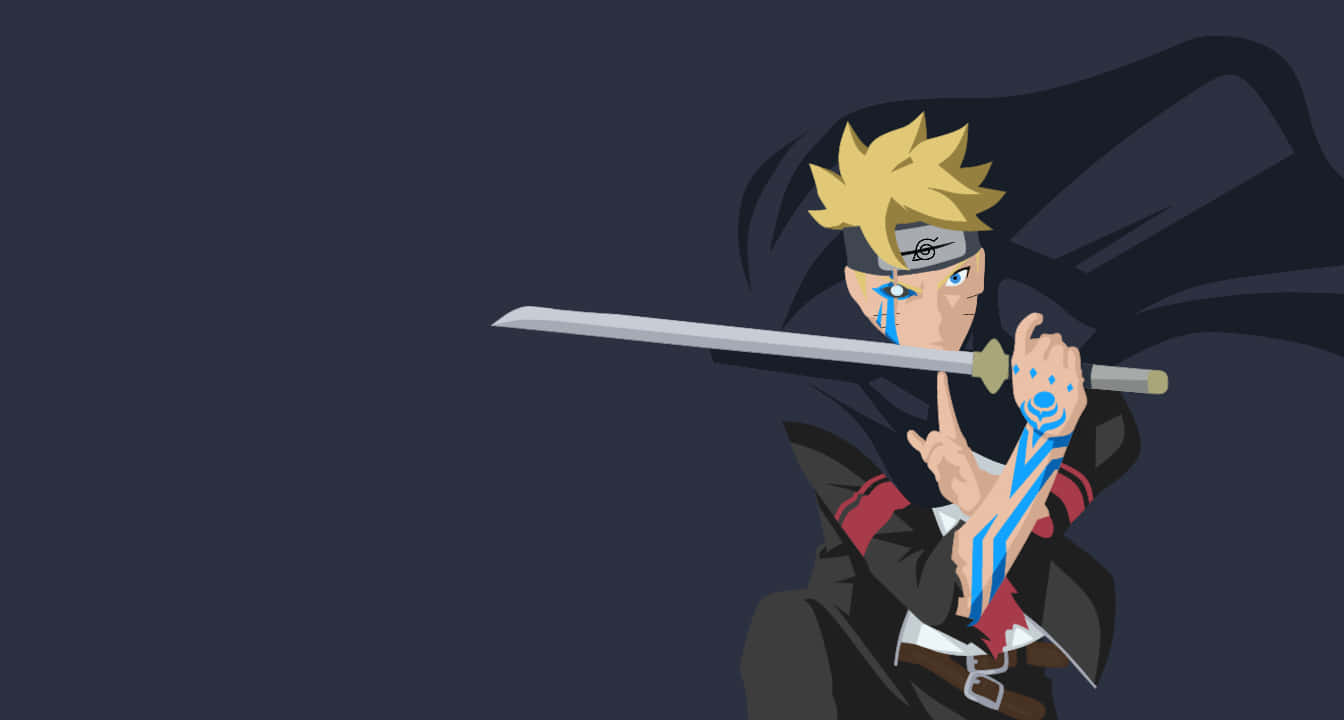 Boruto, blue chakra markings, sword, HD Desktop Wallpaper