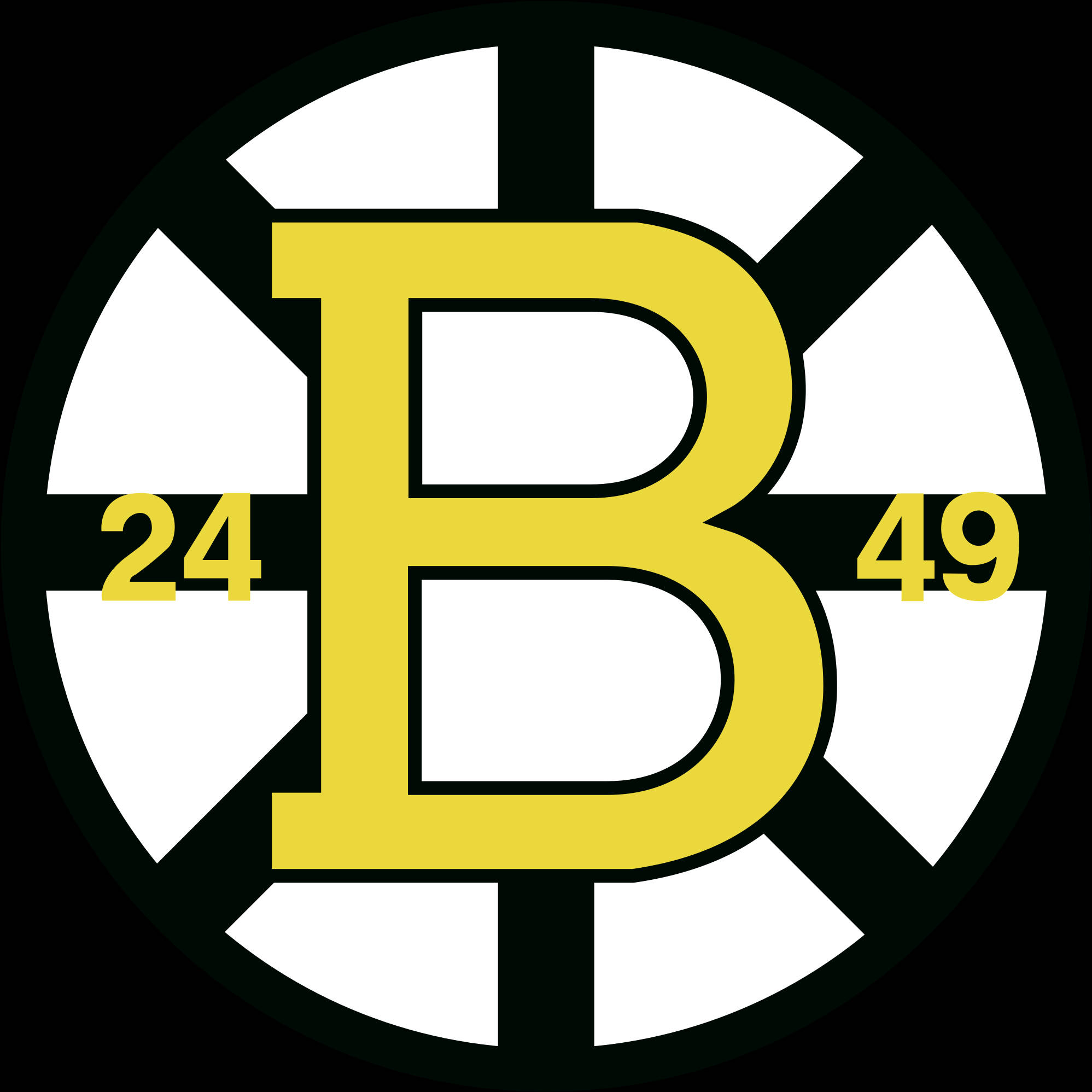 Boston Bruins Logo, yellow letter B, numbers 24 and 49, Full HD Desktop Wallpaper