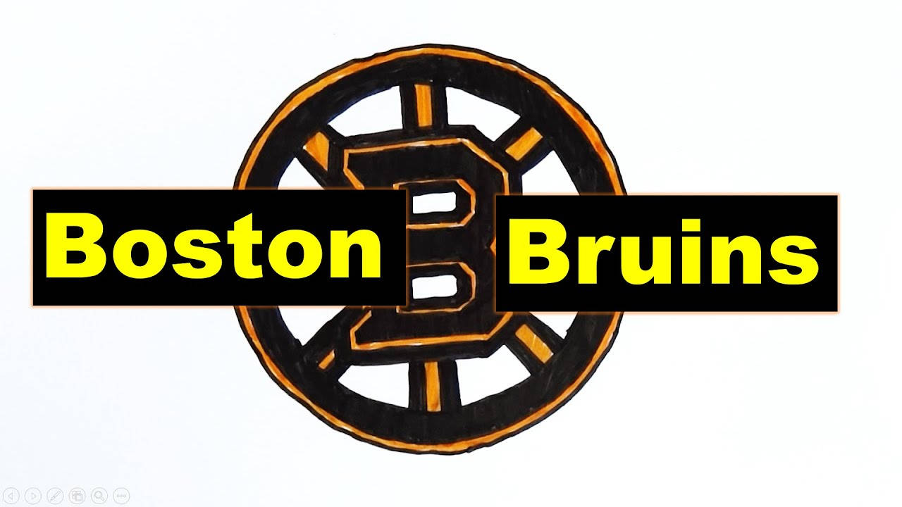 Boston Bruins Logo, bold black and gold lettering, white background, HD Desktop Wallpaper