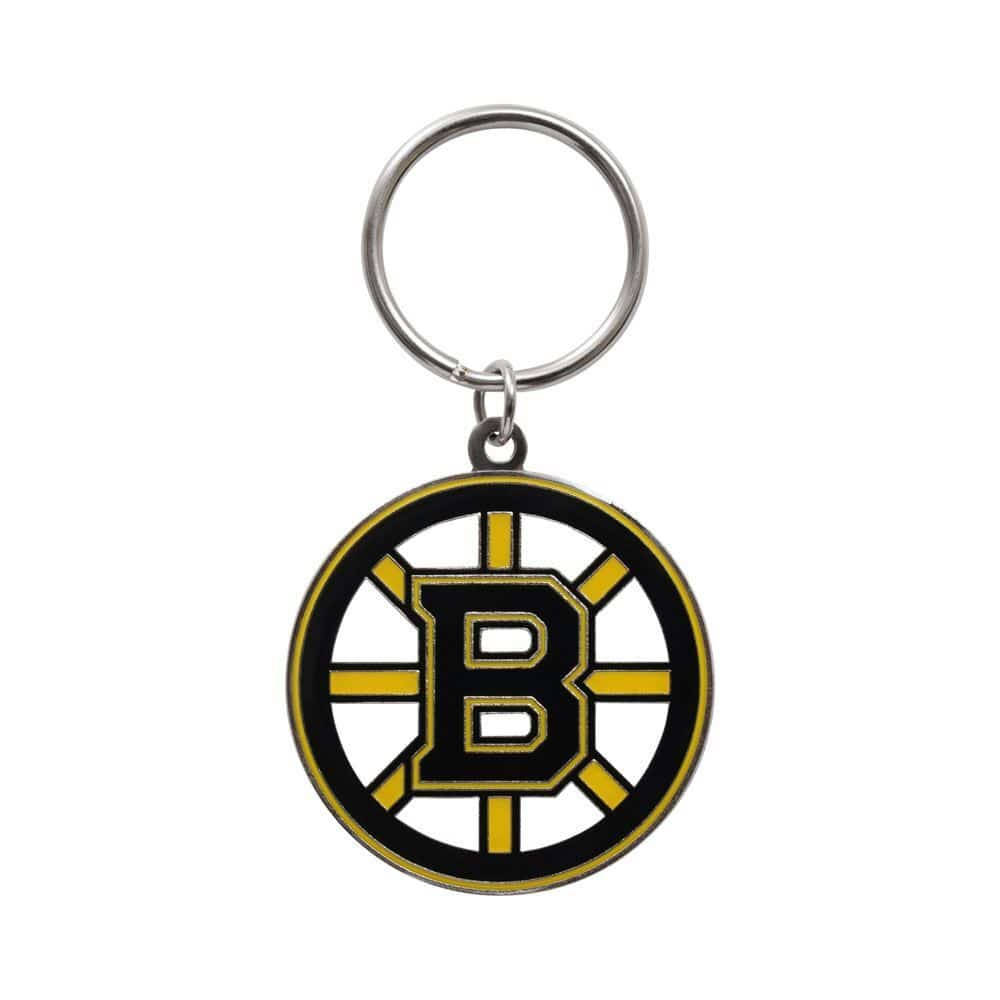 Boston Bruins, black and gold circular emblem, bold 'B' on a silver ring, SD Desktop Wallpaper