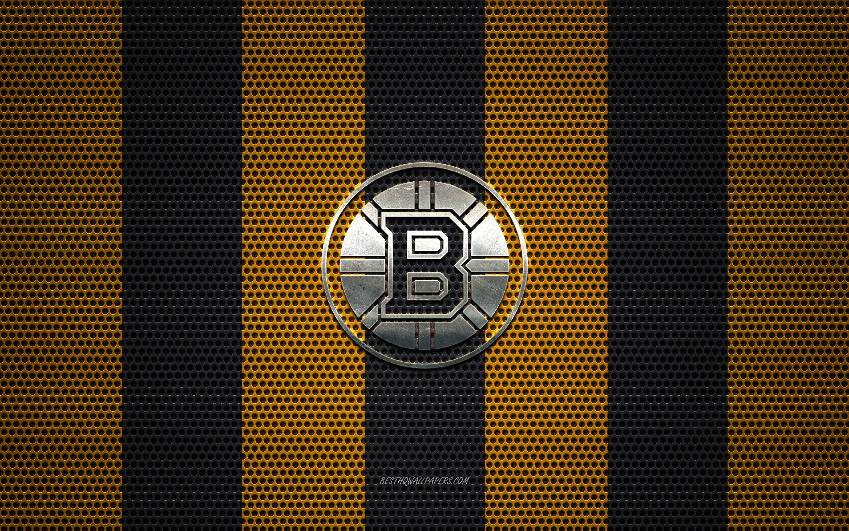 Boston Bruins Logo, yellow, black, 2K Desktop Wallpaper